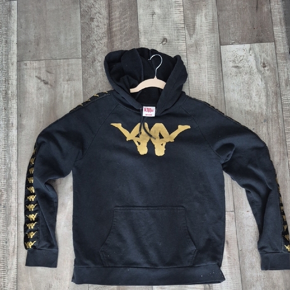 Kappa Sweatshirt Hoodie Signature Logo Black and Gold M - Picture 4 of 4